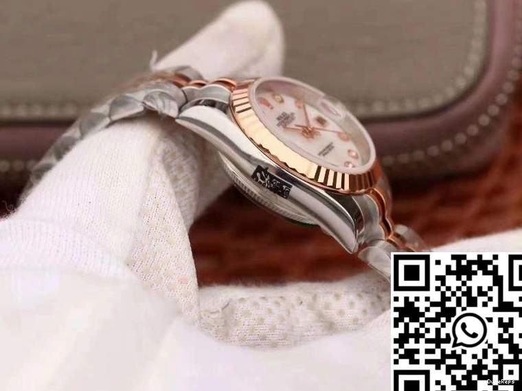 Datejust Dial Enamel Rose White Lady 28MM Gold Rolex 0403